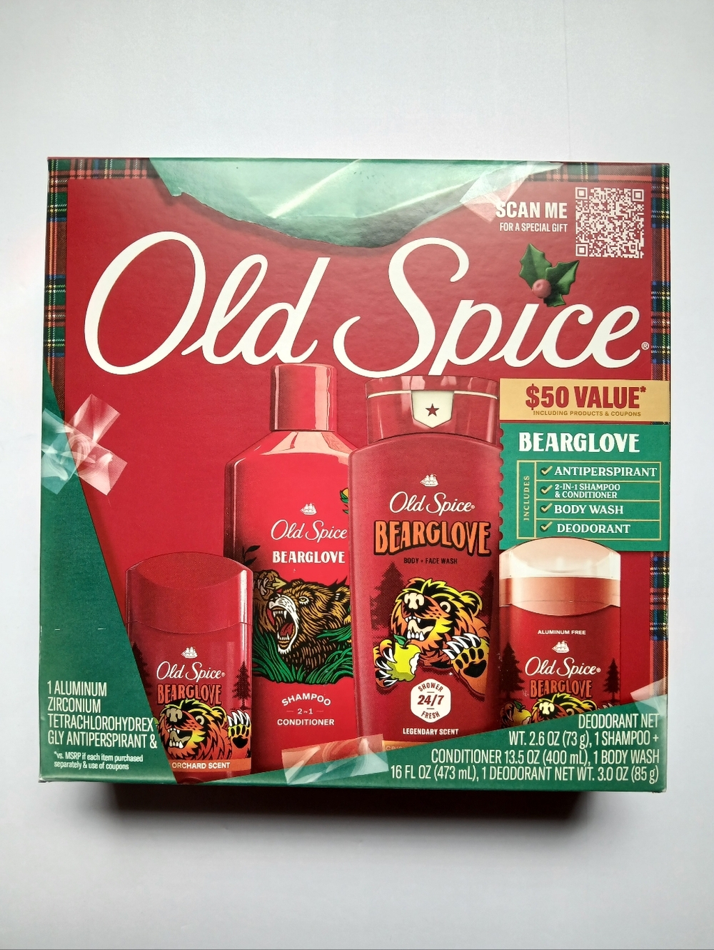 NIB Old Spice Bearglove 4 Piece Gift Set